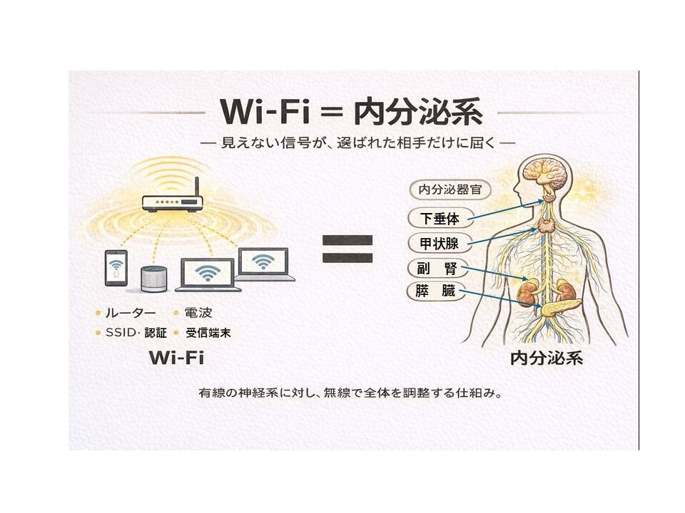 雑感　Wi-Fiと内分泌系の類似性　― 見えない信号が、全体を調和させる ―