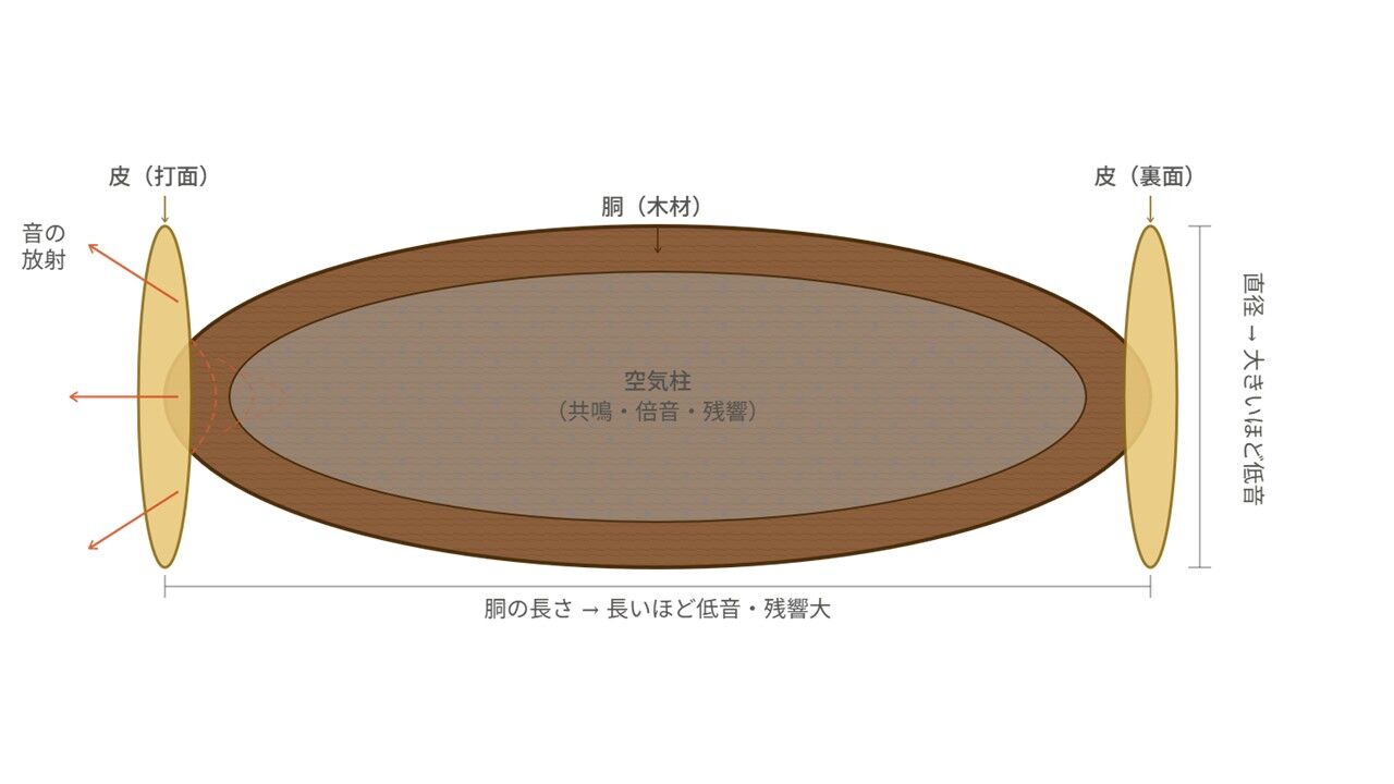 太鼓の胴が音に果たす役割